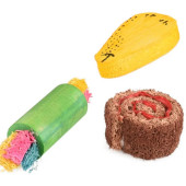 3 бр. играчки за дъвчене за гризачи и малки животни Flamingo SAT ERNIE WOOD + LOOFAH 3PCS изработени от борово дърво, луфа и царевични листа